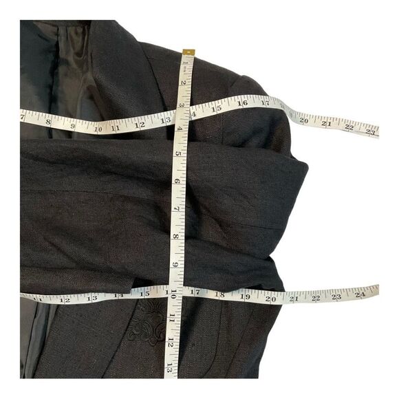 Harris Wallace Women's Vintage Black 100% Linen Blazer Jacket Size Petite - Picture 9 of 13